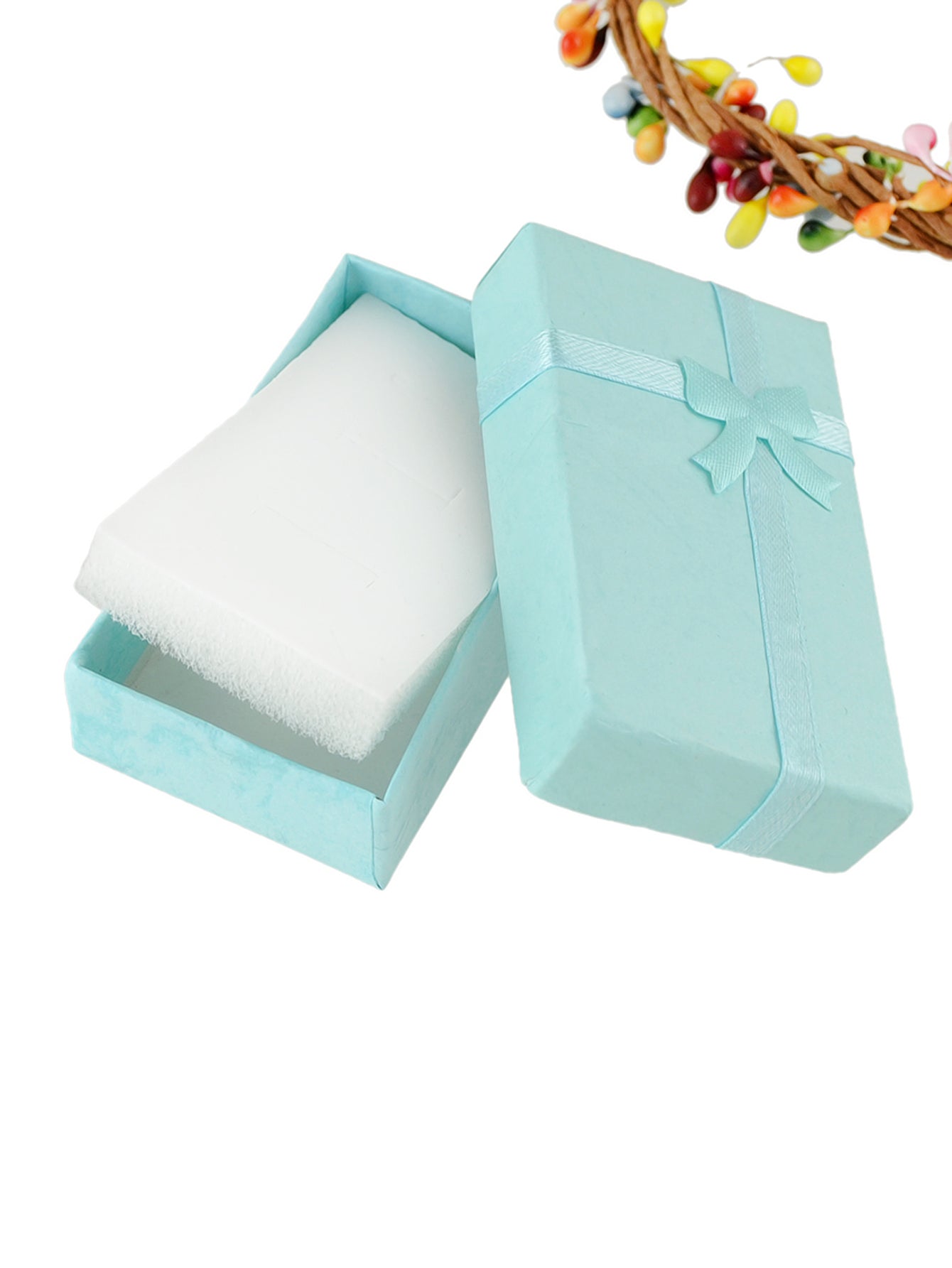 Cardboard Rectangle Jewellery Gift Box for Rings Earrings with Lid Ribbon Bow