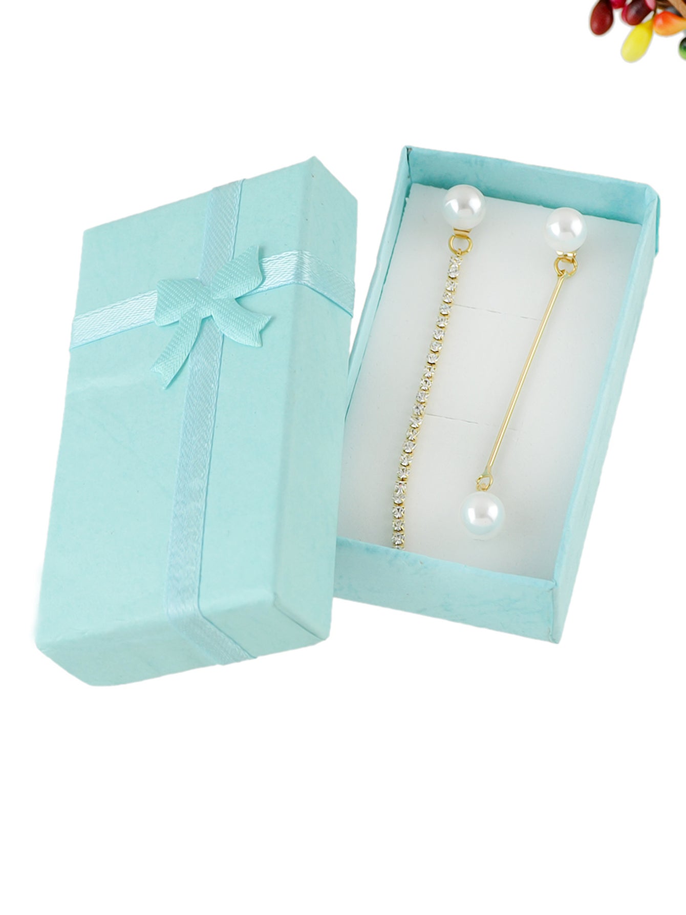 Cardboard Rectangle Jewellery Gift Box for Rings Earrings with Lid Ribbon Bow